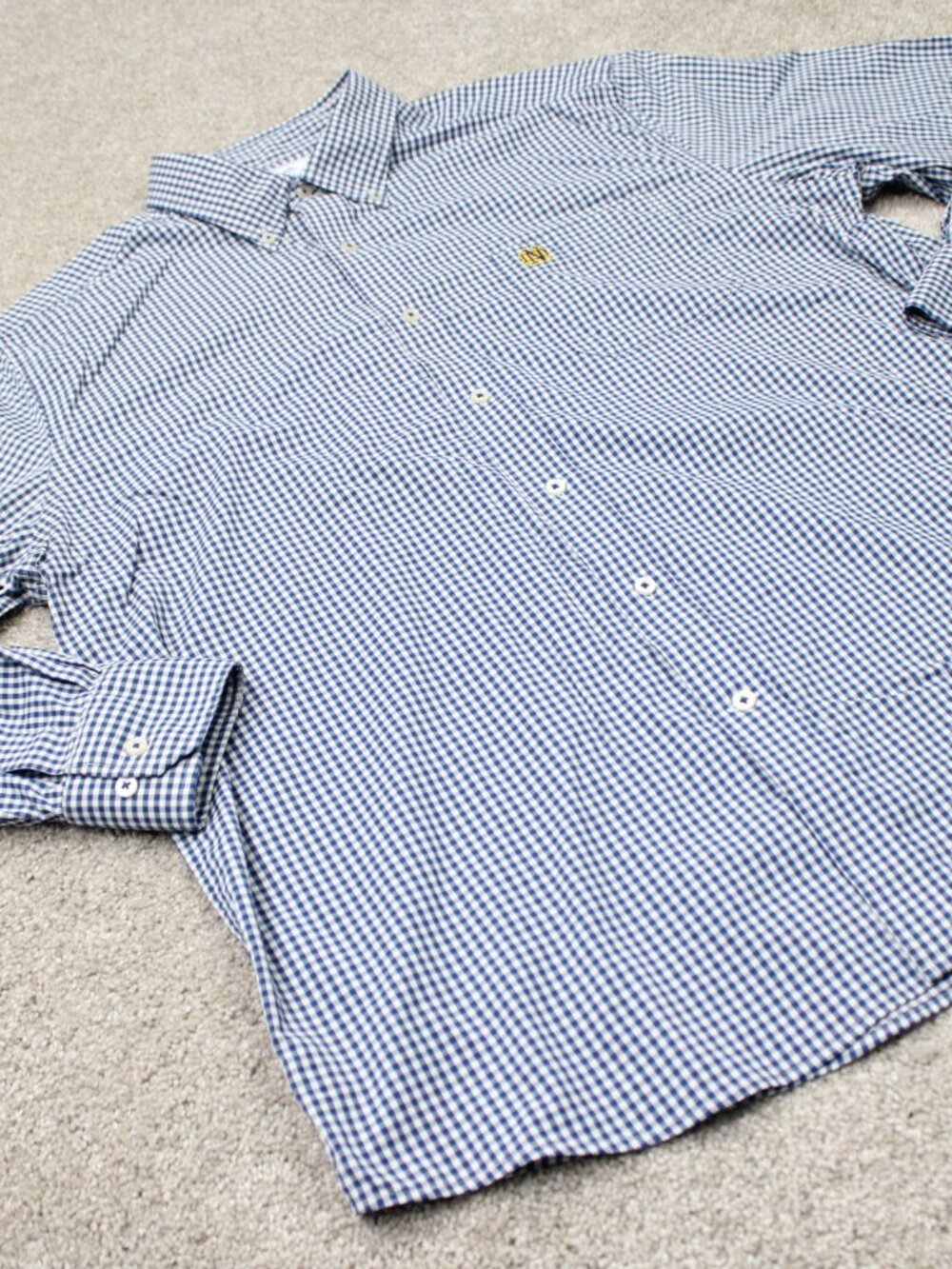Southern Tide Notre Dame Shirt Men XL Blue Check Intercoastal Fighting Irish L/S - Picture 6 of 14
